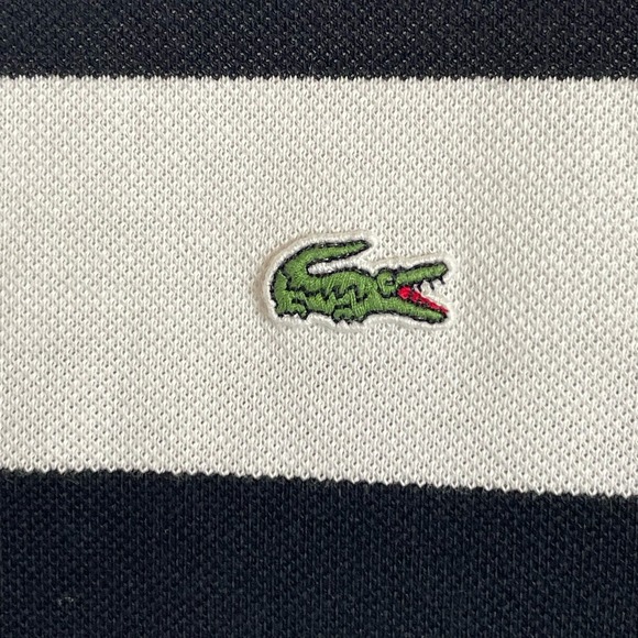 Lacoste Polo Shirt Black White Striped Men's Size L Euro 6  Alligator - Picture 3 of 7